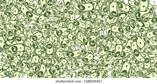 Indian rupee notes falling. Messy INR bills on white background. India money. Classic vector illustration. Rare jackpot, wealth or success concept.