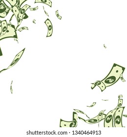 Indian rupee notes falling. Messy INR bills on white background. India money. Captivating vector illustration. Marvelous jackpot, wealth or success concept.