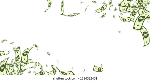 Indian rupee notes falling. Messy INR bills on white background. India money. Classic vector illustration. Extra jackpot, wealth or success concept.