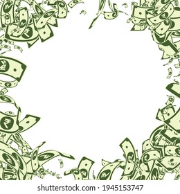 Indian rupee notes falling. Messy INR bills on white background. India money. Brilliant vector illustration. Noteworthy jackpot, wealth or success concept.