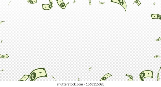 Indian rupee notes falling. Random INR bills on transparent background. India money. Classic vector illustration. Magnetic jackpot, wealth or success concept.