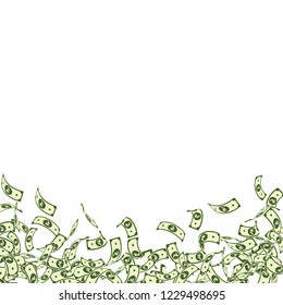 Indian rupee notes falling. Small INR bills on white background. India money. Breathtaking vector illustration. Incredible jackpot, wealth or success concept.