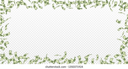 Indian rupee notes falling. Sparse INR bills on transparent background. India money. Classy vector illustration. Authentic jackpot, wealth or success concept.