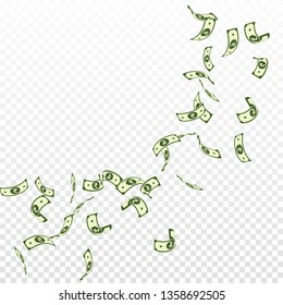 Indian rupee notes falling. Sparse INR bills on transparent background. India money. Brilliant vector illustration. Beauteous jackpot, wealth or success concept.