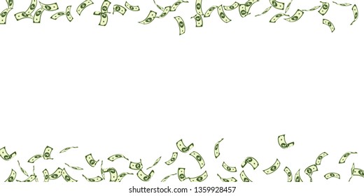 Indian rupee notes falling. Sparse INR bills on white background. India money. Classic vector illustration. Wonderful jackpot, wealth or success concept.