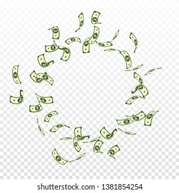 Indian rupee notes falling. Sparse INR bills on transparent background. India money. Captivating vector illustration. Juicy jackpot, wealth or success concept.