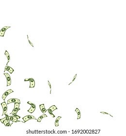 Indian rupee notes falling. Sparse INR bills on white background. India money. Charming vector illustration. Cute jackpot, wealth or success concept.