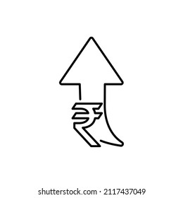 Indische Rupe-Rate-Erhöhung Symbol auf Rupie-Zeichen