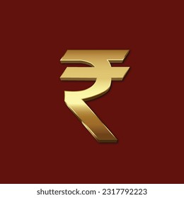 Indian Rupee Symbol 3D Gold Vector Typography Template