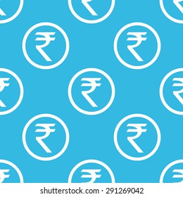 Indian rupee symbol in circle, repeated on blue background
