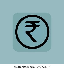 Indian rupee symbol in circle, in square, on pale blue background