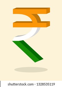 Indian Rupee symbol sign 3D tricolor INR Money