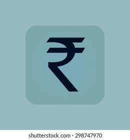 Indian rupee symbol in square, on pale blue background