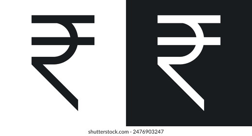 Indian rupee thin icon collection.