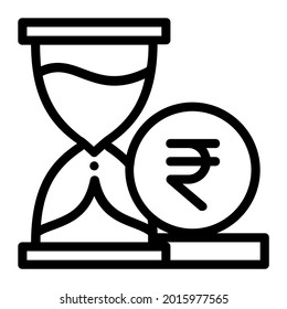 Indian Rupee Time and Money Icon