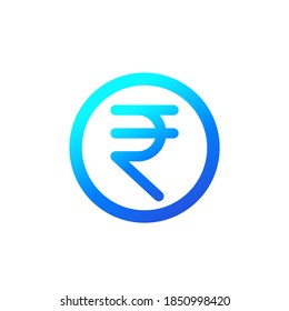 indian rupee vector icon on white