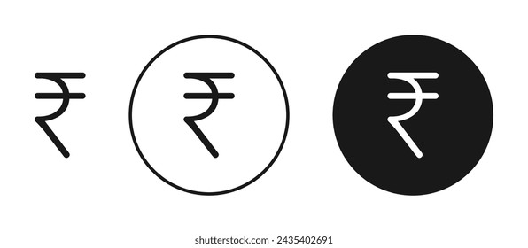 Indian Rupee Vector Icon Set. Inr Payment Value vector symbol for UI design.