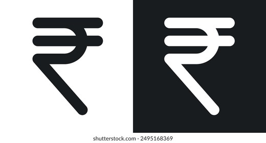 Indian rupee vector icon set in solid style.