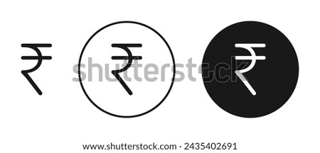 Indian Rupee Vector Icon Set. Inr Payment Value vector symbol for UI design.