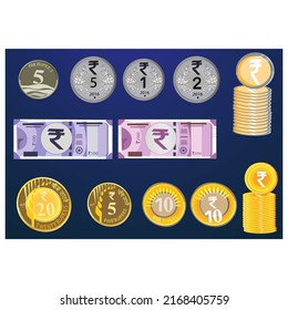 indian rupees coins money illustration.