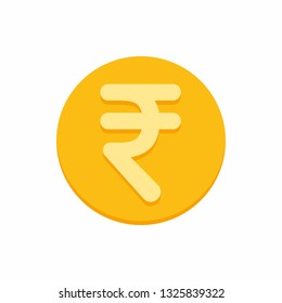 Indian rupees currency symbol on gold coin, money sign flat style vector illustration isolated on white background
