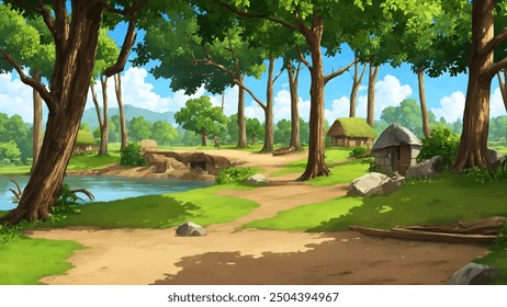 Indian rural village house landscape background