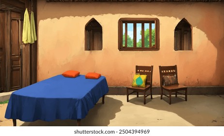 Indian rural village house landscape background