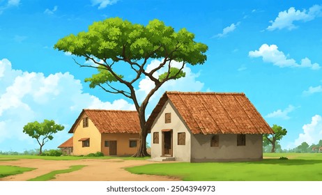 Indian rural village house landscape background