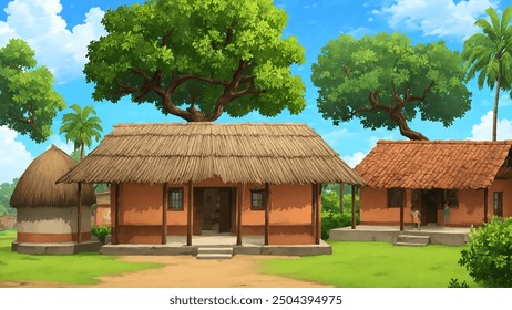 Indian rural village house landscape background