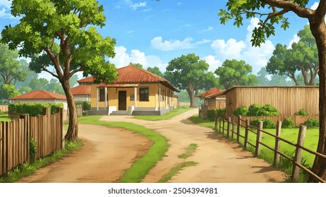 Indian rural village house landscape background