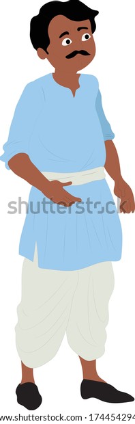 Indian Rural Village Man Traditional Stock Vector (Royalty Free) 1744542941