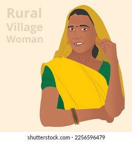 Indian Rural woman in yellow saree_1223