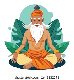 Indian Sadhu Meditation Vector Art