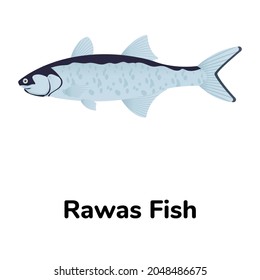 An indian salmon, flat icon of rawas fish