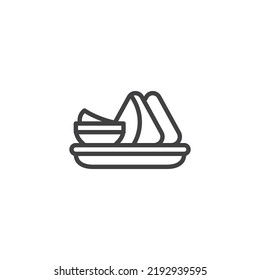 Indian samosa line icon. linear style sign for mobile concept and web design. Samosa outline vector icon. Symbol, logo illustration. Vector graphics