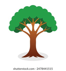 Indian sandalwood tree flat vector illustration on white background.