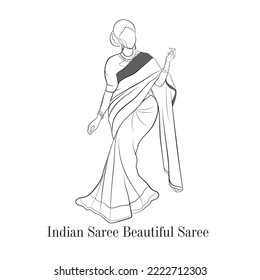 Indian Saree Design, Vector illustration of Indian Woman, A tall lady standing on ramp