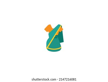 Indian Sari Dress Vector Isolated Emoticon. Sari Icon