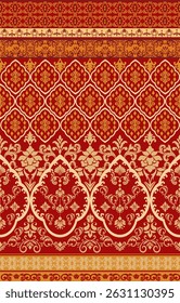 Indian sari wedding dress pattern with red background design for sari border embroidered traditional and other design.