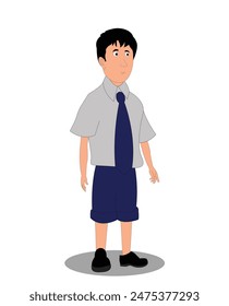 indian school kid three quarter view cartoon character design