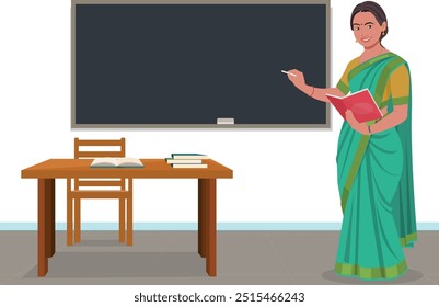 Indian School Teacher, Indian lady teacher, Indian Teacher talking with students, Happy teachers day