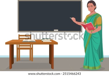 Indian School Teacher, Indian lady teacher, Indian Teacher talking with students, Happy teachers day