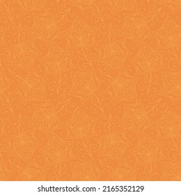 Flores de patrón floral india sin costura sobre fondo naranja. Imprimir, ilustración vectorial