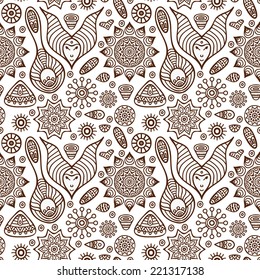Indian seamless floral pattern. Vintage decorative elements. Hand drawn background. Islam, Arabic, Indian, ottoman motifs.