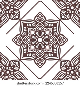 Indian seamless floral pattern. Vintage decorative elements. Hand drawn background. Islam, Arabic, Indian, ottoman motifs. Hand drawn mandala pattern.