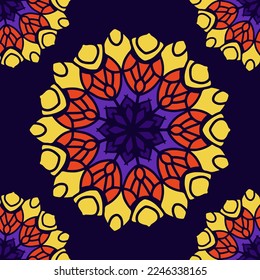Indian seamless floral pattern. Vintage decorative elements. Hand drawn background. Islam, Arabic, Indian, ottoman motifs. Hand drawn mandala pattern.