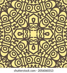 Indian Seamless Mandala Pattern. Decorative floral design. Islam Arabic motifs. Oriental textile design.