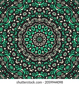 Indian Seamless Mandala Pattern. Decorative floral design. Islam Arabic motifs.  textile design.