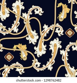 Indian seamless pattern. Baroque ethnic ornate  trend. Paisley design. Vector illustration
