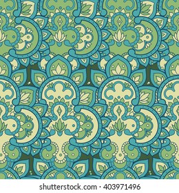 Indian seamless pattern. Colorful Ethnic  ornament. Vector vintage background